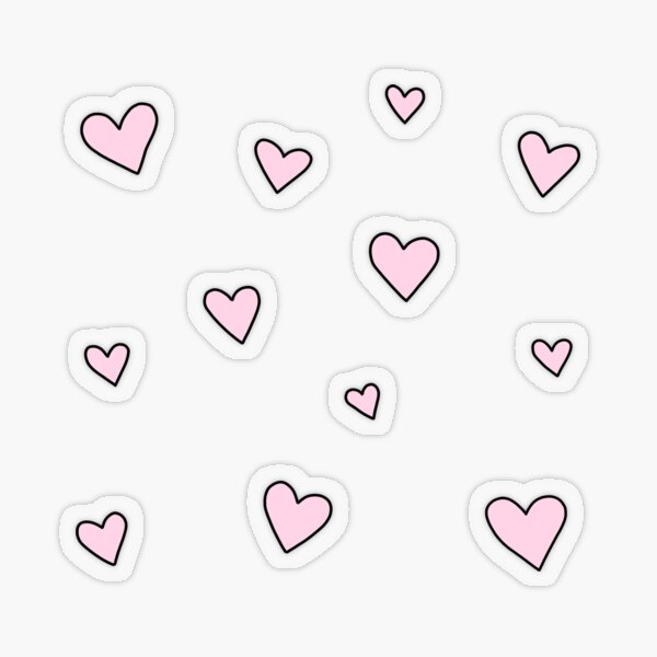 Pink Hearts Sticker By Catiey Redbubble