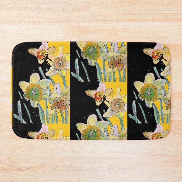 Item preview, Abstract Yellow Daffodil Watercolor Pattern on Yellow and Black designed and sold by Sarah  Rajkotwala.