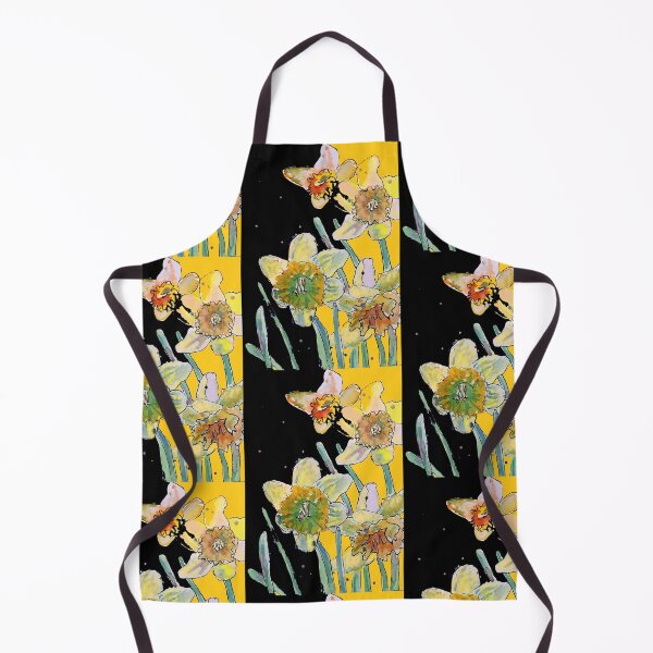 Item preview, Abstract Yellow Daffodil Watercolor Pattern on Yellow and Black designed and sold by Sarah Rajkotwala.