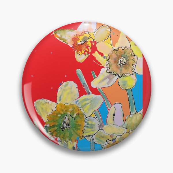 Item preview, Abstract Yellow Daffodil Watercolor Pattern on Red, Orange and Blue designed and sold by Sarah  Rajkotwala.