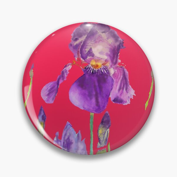 Item preview, Iris Watercolor Painting - Elegant Purple on Rich Red designed and sold by Sarah  Rajkotwala.