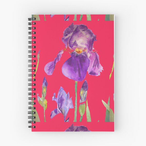 Item preview, Iris Watercolor Painting - Elegant Purple on Rich Red designed and sold by Sarah  Rajkotwala.
