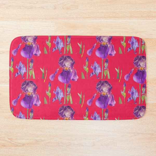 Item preview, Iris Watercolor Painting - Elegant Purple on Rich Red designed and sold by Sarah  Rajkotwala.