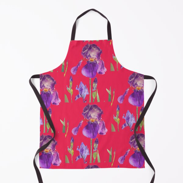 Item preview, Iris Watercolor Painting - Elegant Purple on Rich Red designed and sold by Sarah  Rajkotwala.