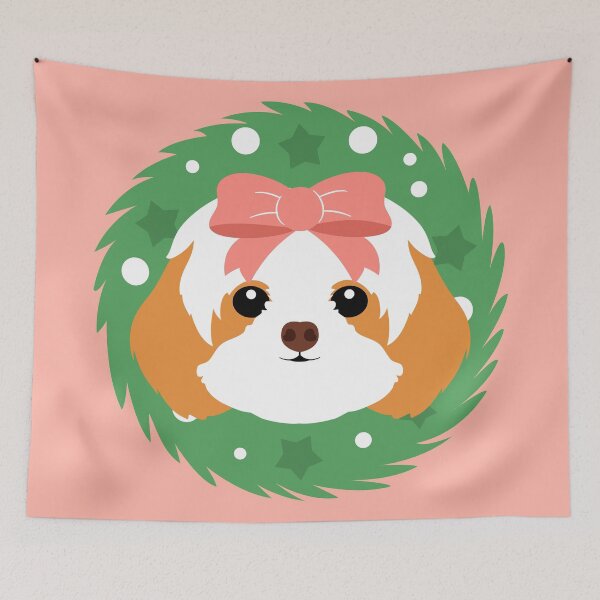 Item preview, Shih Tzu Christmas Wreath designed and sold by Lulupainting.