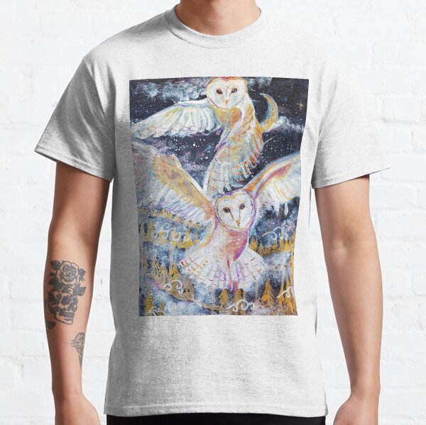 Two Barn owls and new moon Classic T-Shirt