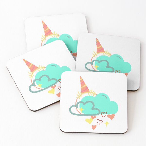 Item preview, Unicorn Twin with Hearts and Clouds designed and sold by garhoud.