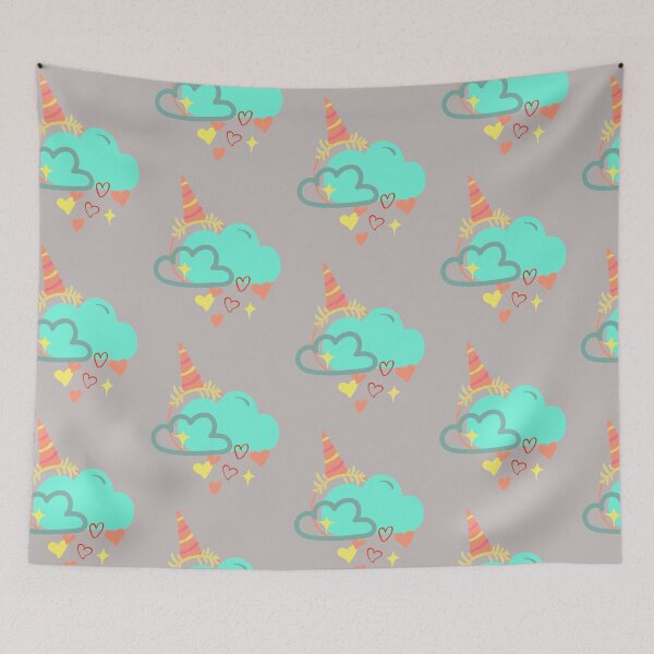 Item preview, Unicorn Twin with Hearts and Clouds designed and sold by garhoud.