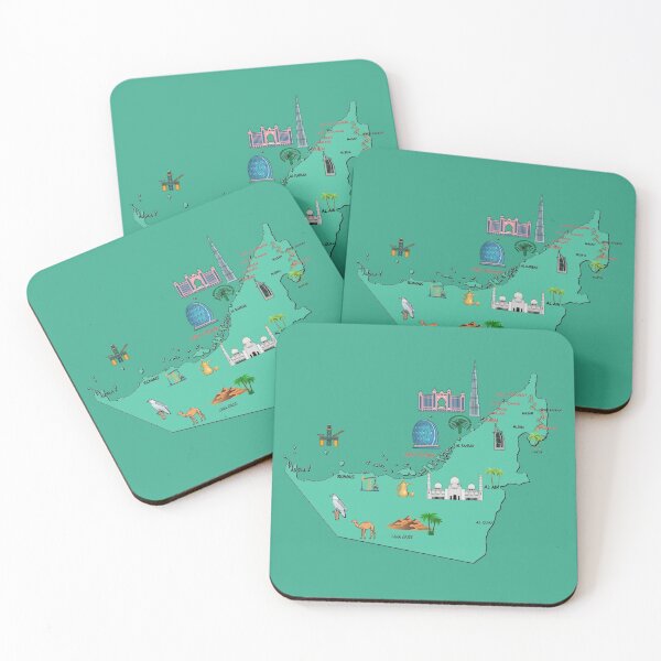 Item preview,  UAE map, major cities United Arab Emirates national symbols and landmarks  designed and sold by mashmosh.