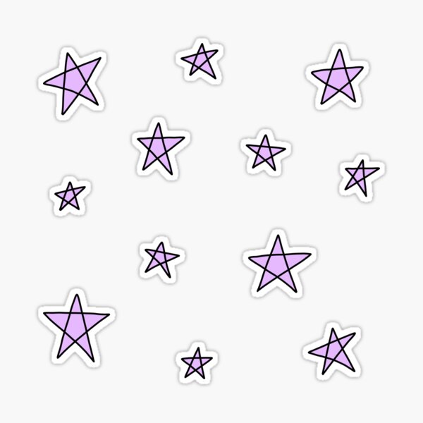 Small Lilac Star Stickers, 1/2 Star Shape