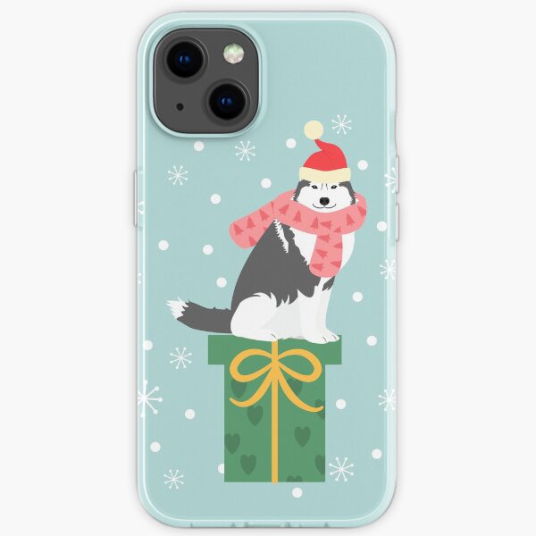 Santa Siberian Husky and Christmas Gift iPhone Soft Case
