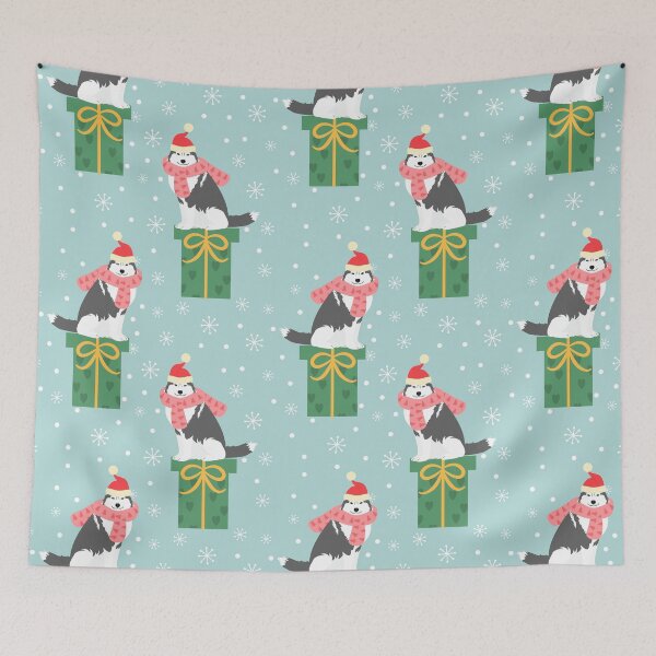 Item preview, Santa Siberian Husky and Christmas Gift designed and sold by Lulupainting.