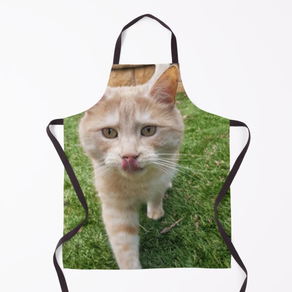 Item preview, Ginger cat licks lips walking towards you designed and sold by HauntedHills.