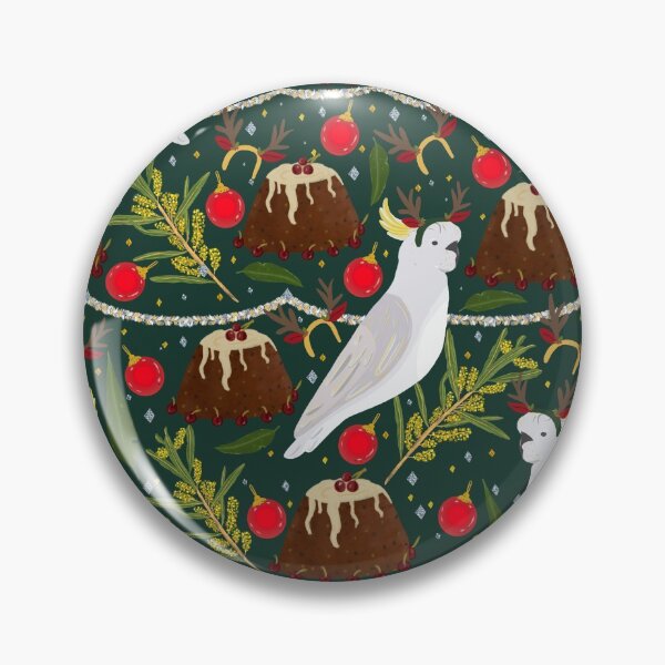 Item preview, Christmas Australian Sulfur Crested Cockatoo Parrot Pudding Wattle designed and sold by Lozzie Eliza Designs.