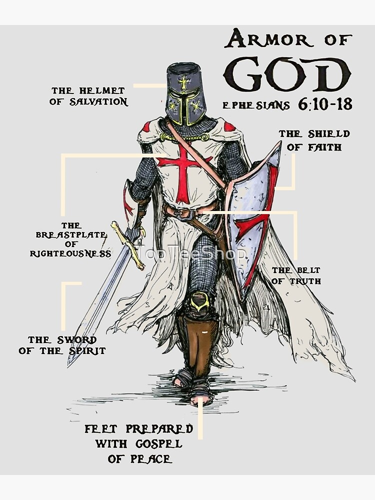 Templar Shield Cross Medieval Warrior Sword Knights Templar Armor of God Helmet Emblem Poster