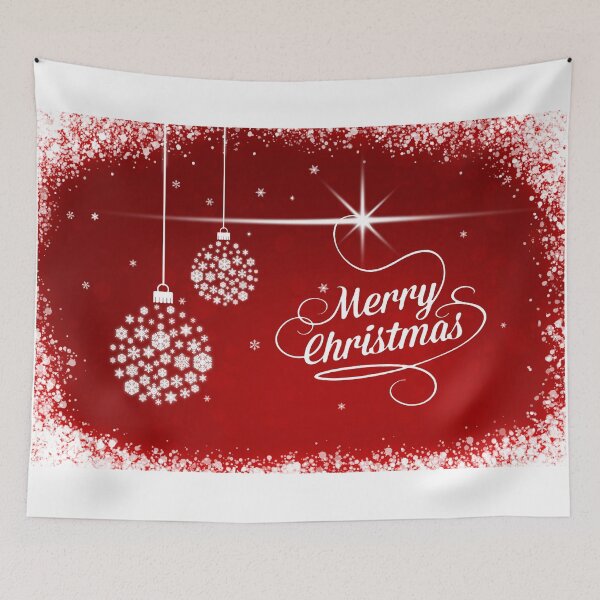Item preview, Merry Christmas snowflake balls , Season december, frame red background	 designed and sold by MarketVisionAV.