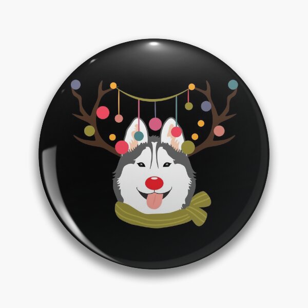 Item preview, Christmas Reindeer Siberian Husky - Black designed and sold by Lulupainting.