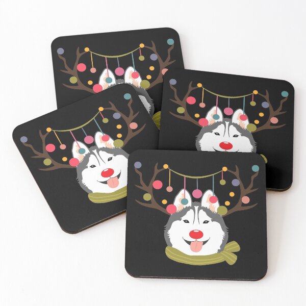 Item preview, Christmas Reindeer Siberian Husky - Black designed and sold by Lulupainting.