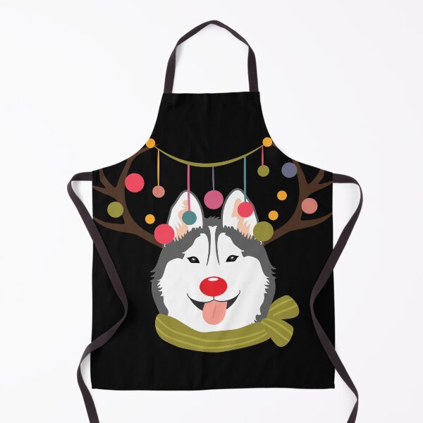 Item preview, Christmas Reindeer Siberian Husky - Black designed and sold by Lulupainting.