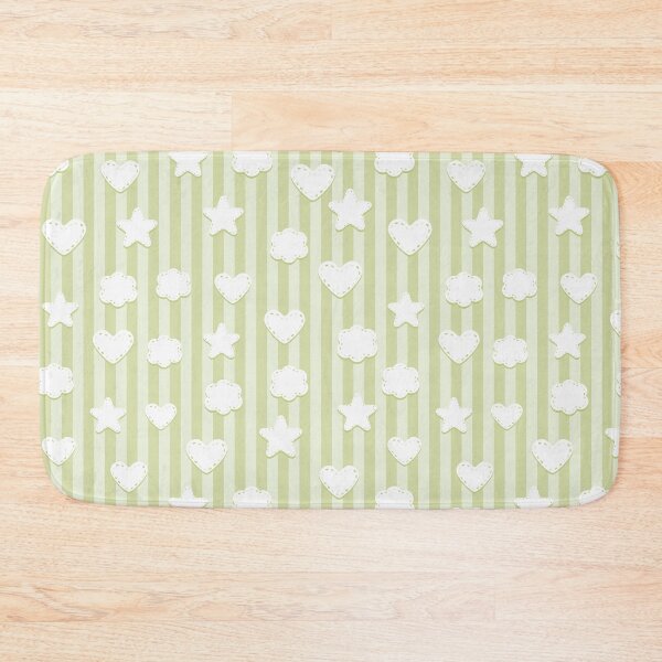 Item preview, Lime Green Nursery Stars Hearts Clouds Stripes Pattern designed and sold by everything4eva.