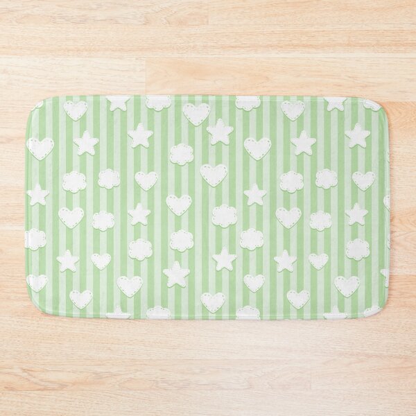 Item preview, Green Nursery Stars Hearts Clouds Stripes Pattern designed and sold by everything4eva.