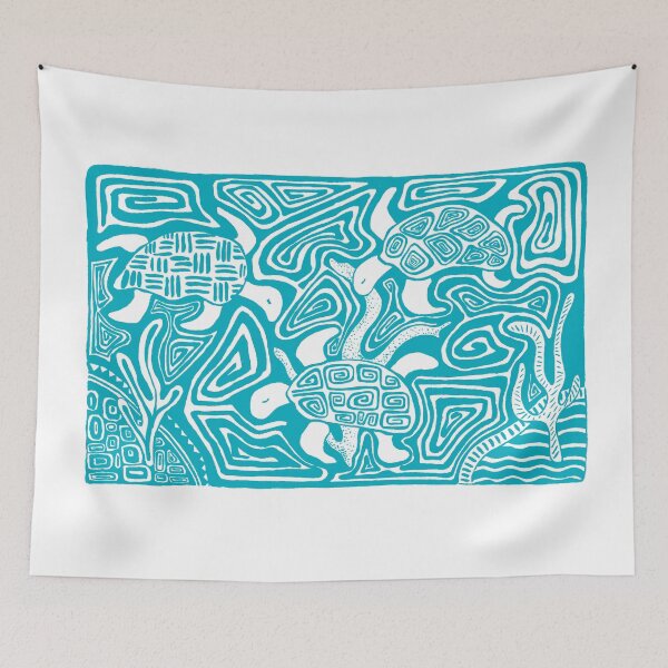 Item preview, Mola Turtles - Blue designed and sold by VeronArtLab.