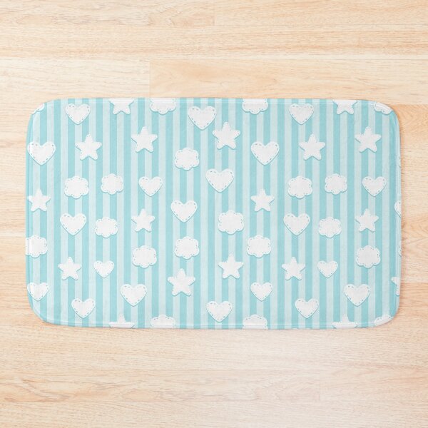 Item preview, Sky Blue Nursery Stars Hearts Clouds Stripes Pattern designed and sold by everything4eva.