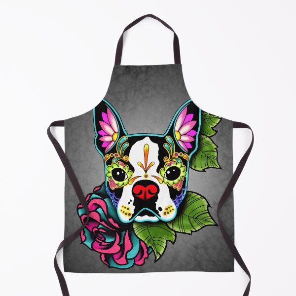 Item preview, Boston Terrier in Black - Day of the Dead Sugar Skull Dog designed and sold by Pretty In Ink.