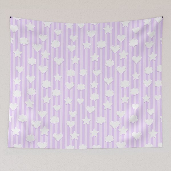 Item preview, Purple Nursery Stars Hearts Clouds Stripes Pattern designed and sold by everything4eva.