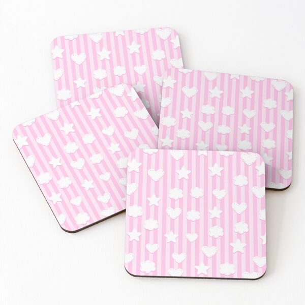 Item preview, Pink Nursery Stars Hearts Clouds Stripes Pattern designed and sold by everything4eva.