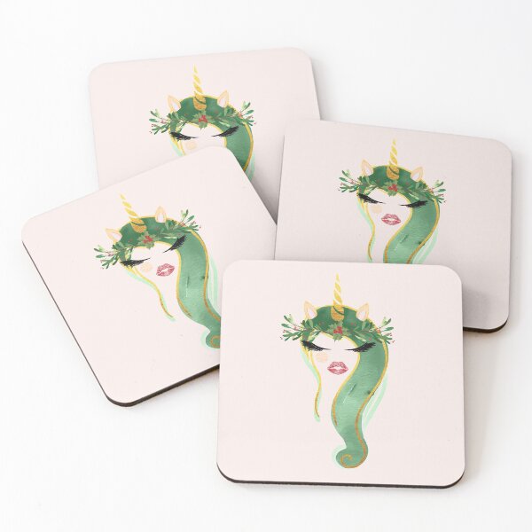 Item preview, Elegant Christmas Unicorn in Green designed and sold by BlushPearls.