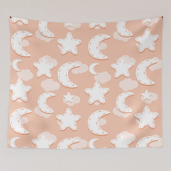 Item preview, Orange Nursery Moon and Stars Pattern designed and sold by everything4eva.