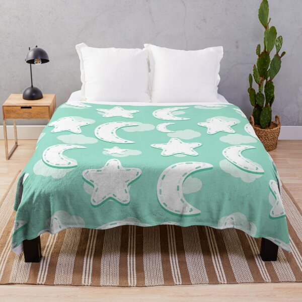 Item preview, Turquoise Nursery Moon and Stars Pattern designed and sold by everything4eva.
