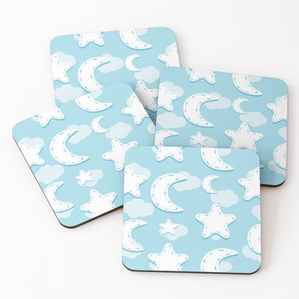 Item preview, Sky Blue Nursery Moon and Stars Pattern designed and sold by everything4eva.