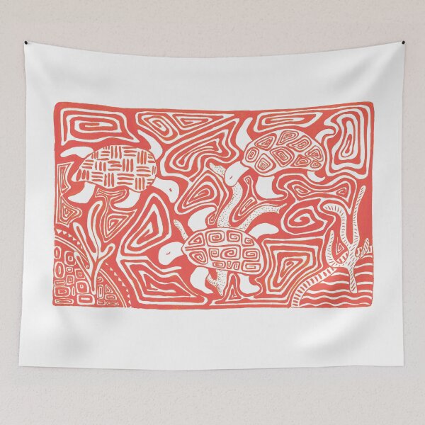 Item preview, Mola Turtles - Coral Red designed and sold by VeronArtLab.