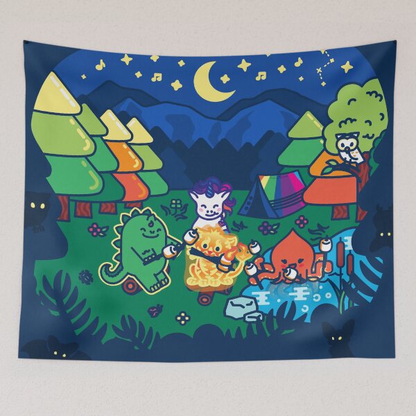 Item preview, Yuni Diploo Figer Poulpa at camp eating Marsh-mallows - Creatober 2020 day 25 designed and sold by TokiPY.