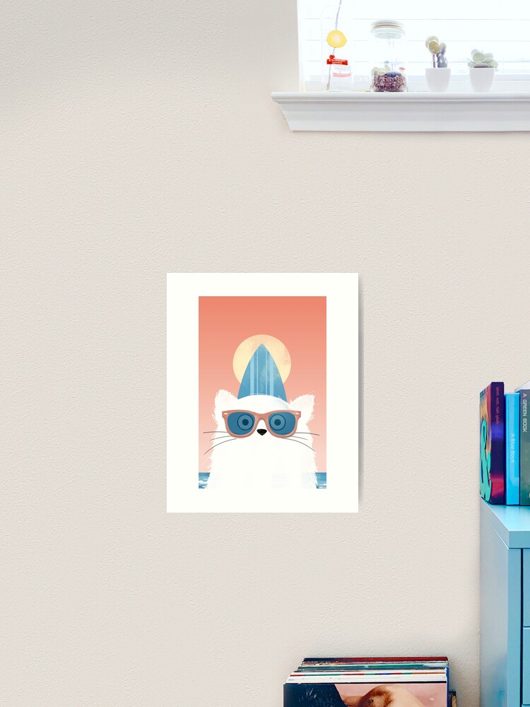 Thumbnail 1 of 3, Art Print, Surfer Beach Cat designed and sold by Doozal.