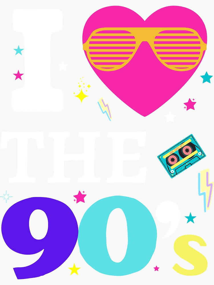 1990s 90s I Heart The Nineties Sticker For Sale By Maya75 Redbubble 