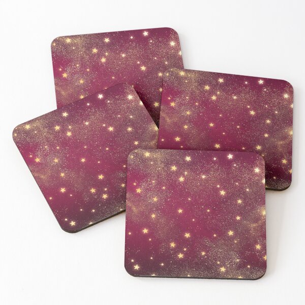 Item preview, Galaxy, Starry Night Sky, Milky Way, Burgundy with Gold Stars  designed and sold by WOW TeesAndThings.