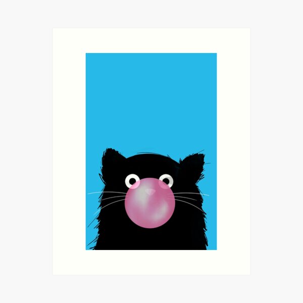 Chewing Gum Bubble Cat Art Print