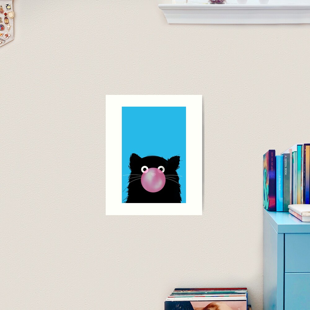 Chewing Gum Bubble Cat Art Print