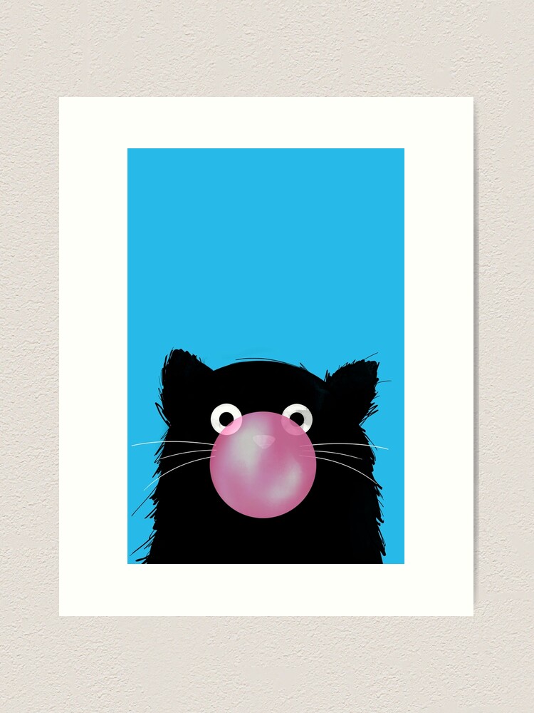 Thumbnail 2 of 3, Art Print, Chewing Gum Bubble Cat designed and sold by Doozal.