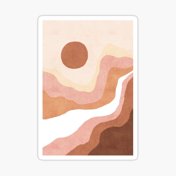 Neutral & pink mountain sun landscape Sticker