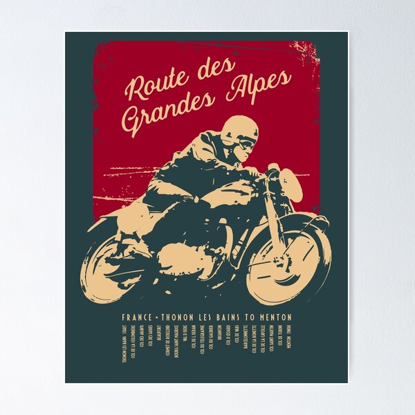 Item preview, Route des Grandes Alpes Retro T-Shirt + Sticker designed and sold by ROADTROOPER.