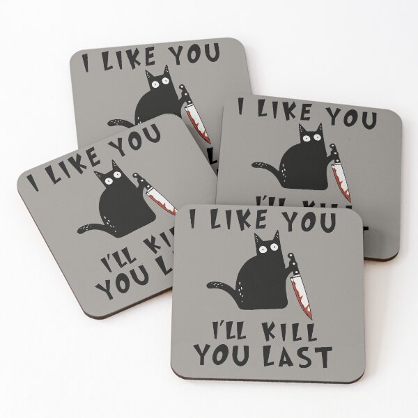 Item preview, I like you I'll Kill You Last, Funny Murderous Black Cat, Funny Black Cat, Funny Murderous Black Cat With Knife funny gift for mom , dad, lovers cats designed and sold by RM2017.