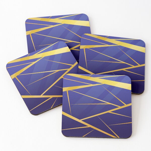 Item preview, Navy blue pattern with golden lines. designed and sold by MinEkkoArt.