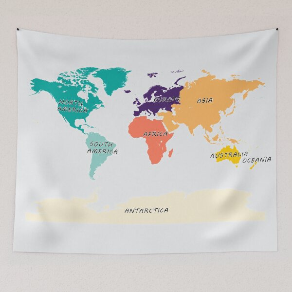 Item preview, World Map continents in the world, Africa, Antarctica, Asia, Australia/Oceania, Europe, North America and South America.  designed and sold by mashmosh.
