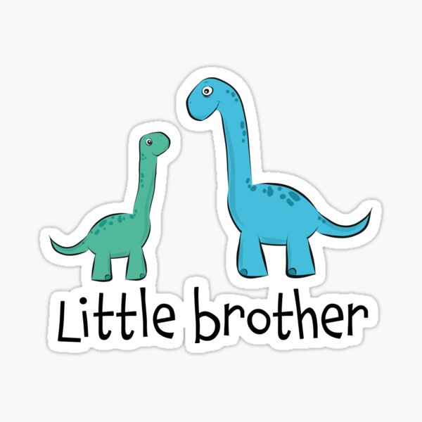 süße Langhals Dino Dinosaurier Saurier Geschwister "little brother" Sticker