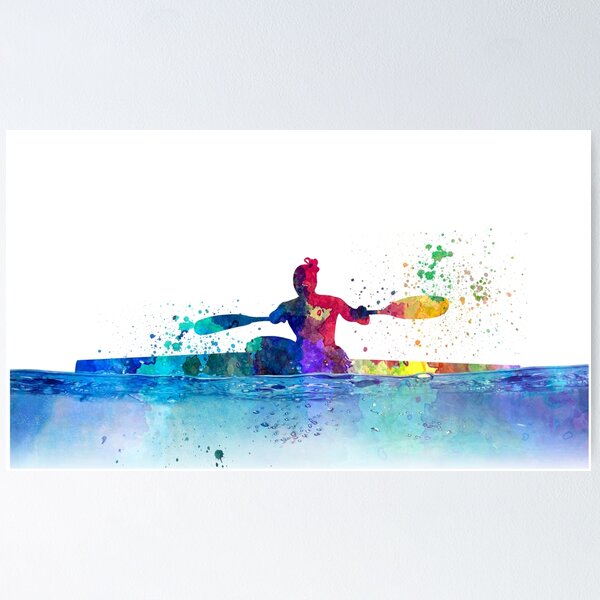 Item preview, Female kayak athletes competing in watercolor 01 designed and sold by paulrommer.