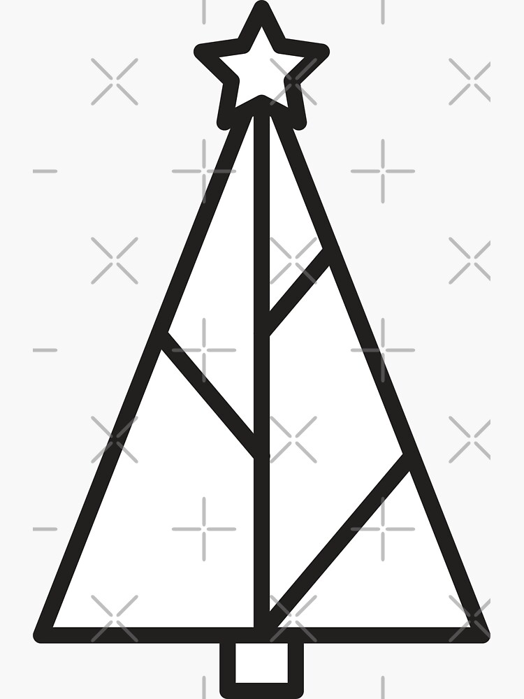 "Cute Minimalist Triangle Christmas Tree Icon Black Outline" Sticker